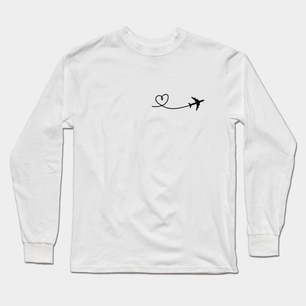 Minimalist Aviation Plane with Hearth Design Long Sleeve T-Shirt by Avion